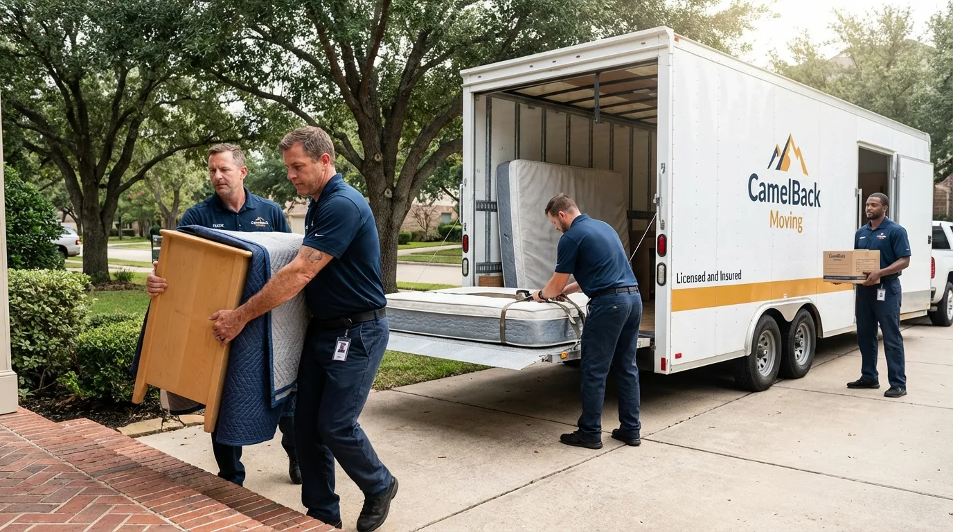 Crew loading residential truck for cross-state move from Coal City, WV